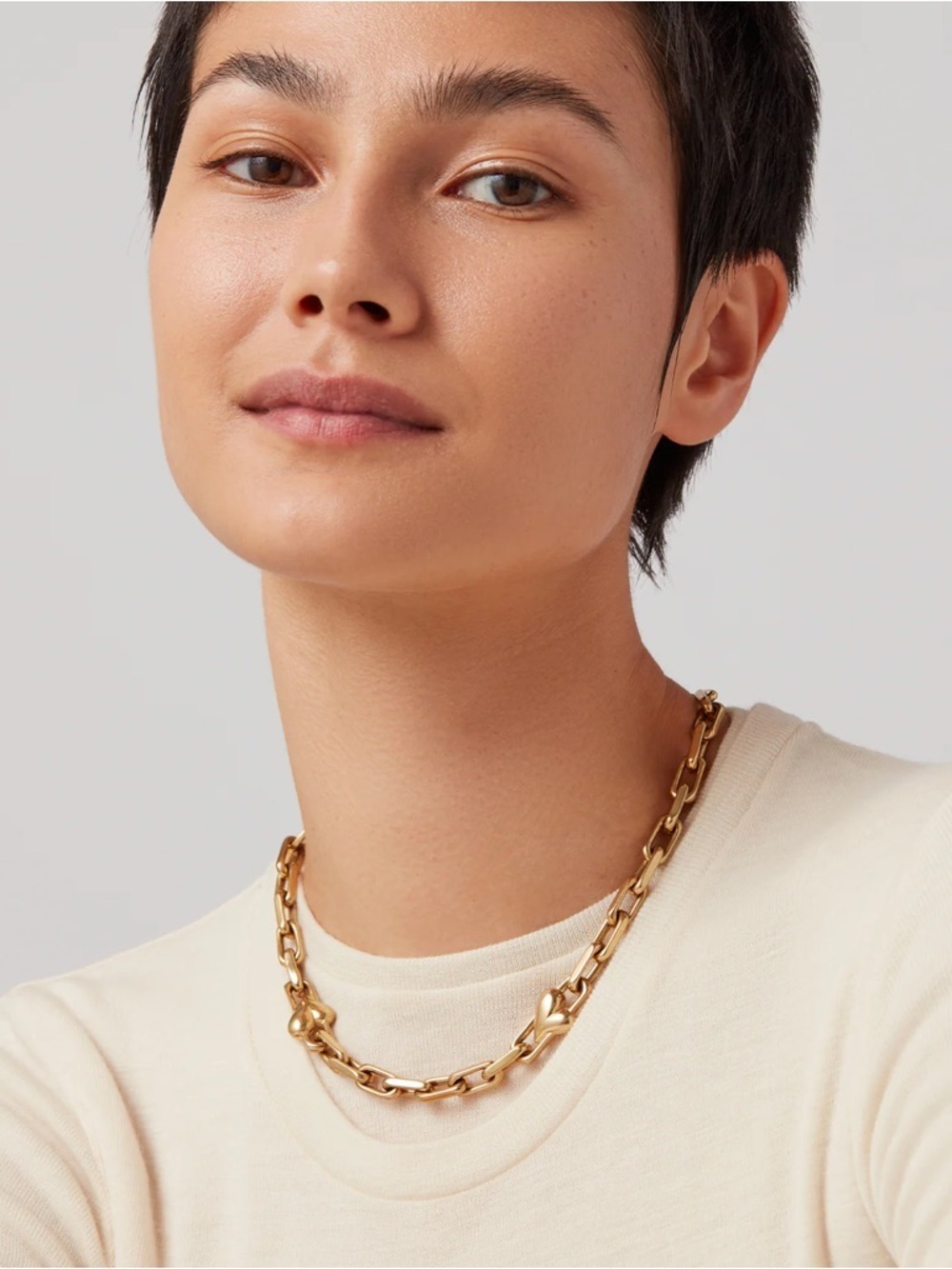 Jenny Bird Art Heart Chain Polished Gold Link Necklace NWT $198 - Picture 5 of 8